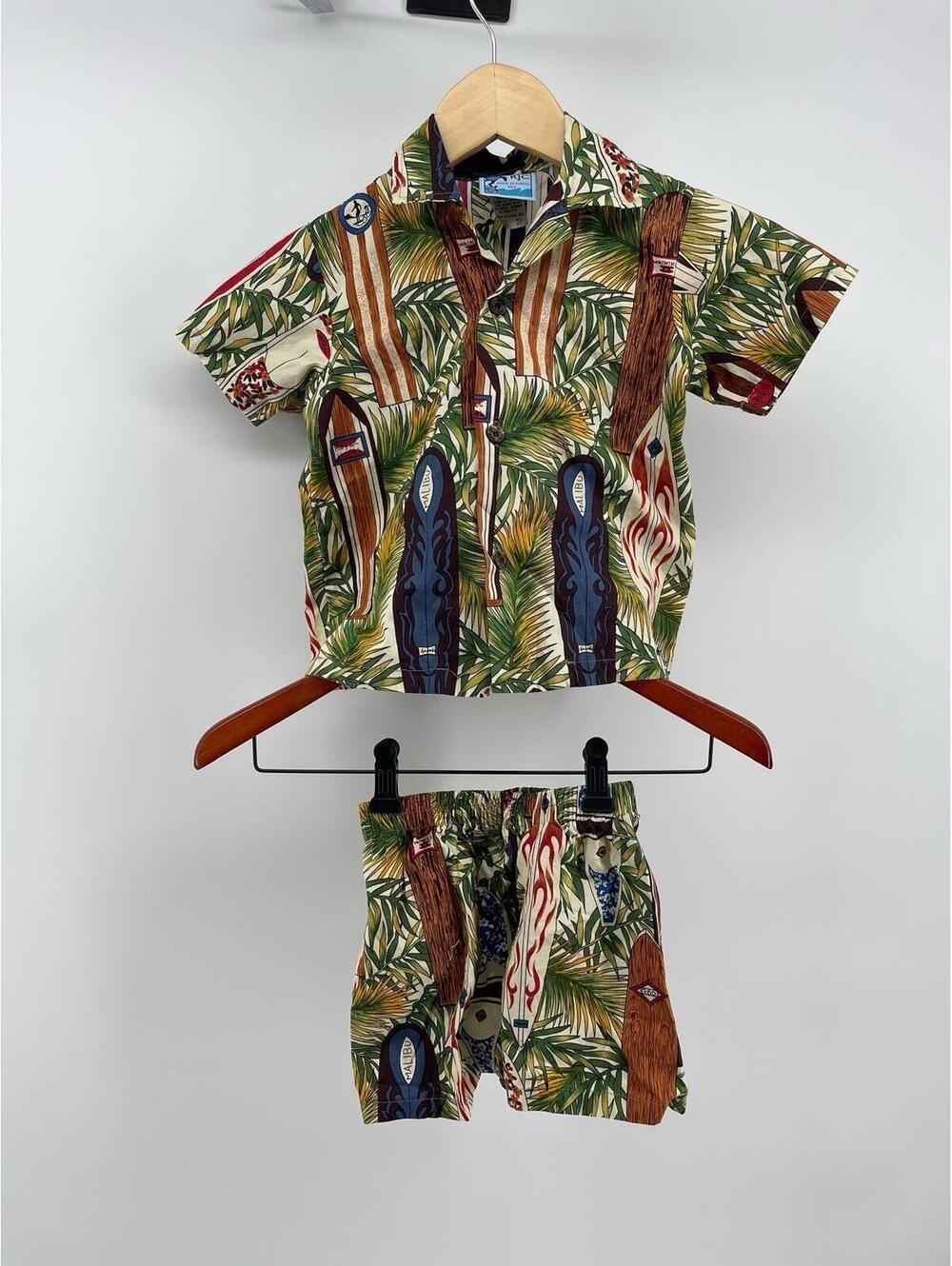 RJC Made in Hawaii Tiki Surfing Hawaiian Shirt Shorts Set Baby Infant 6 mo Board